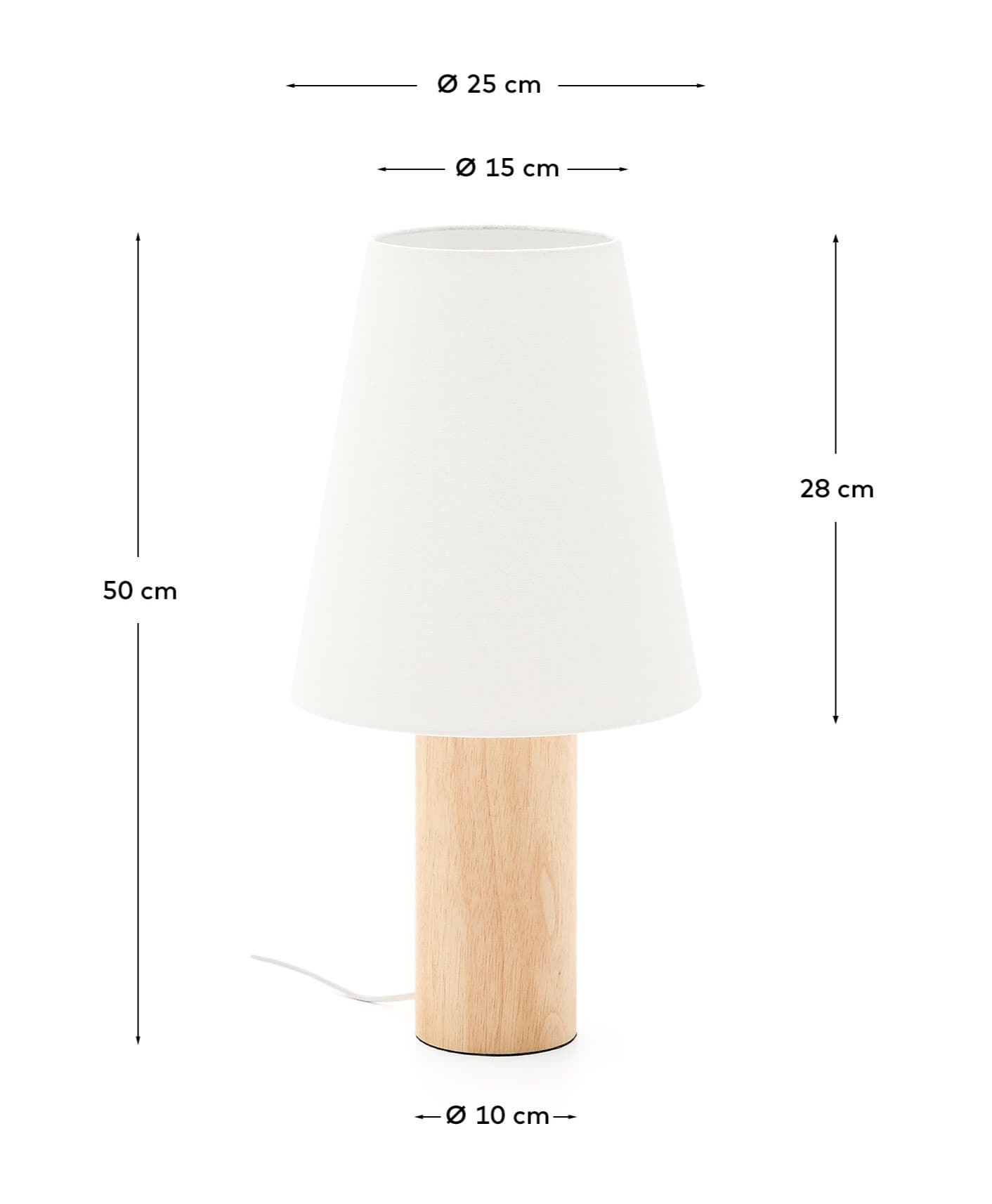 Lampada da tavolo Marga in legno massiccio di caucciù con finitura naturale