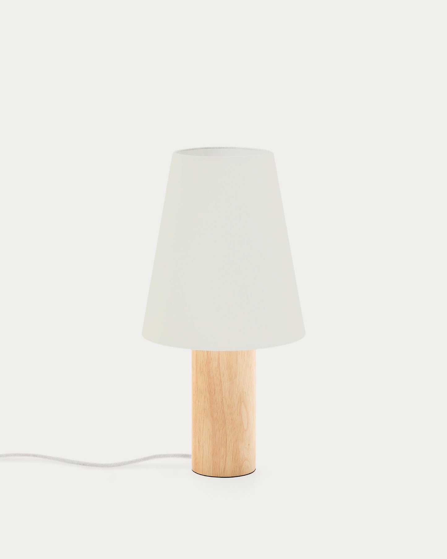 Lampada da tavolo Marga in legno massiccio di caucciù con finitura naturale