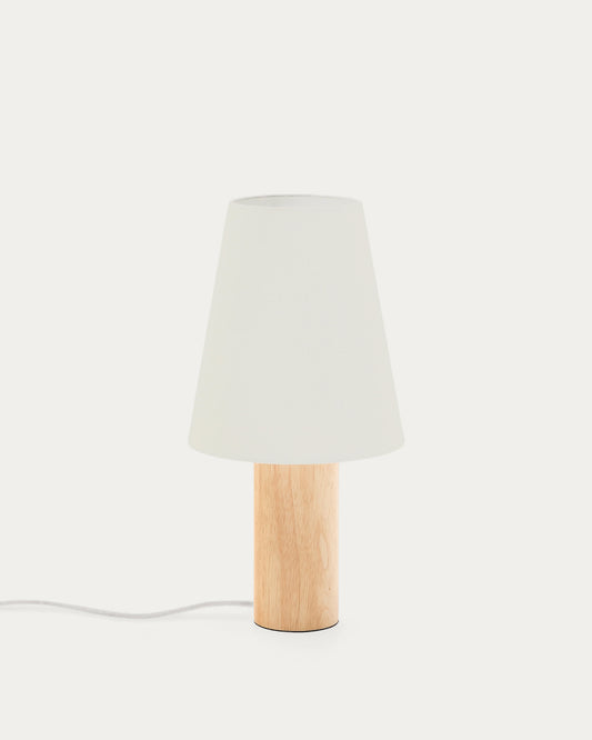 Lampada da tavolo Marga in legno massiccio di caucciù con finitura naturale