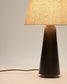 Lampada da tavolo Torrent in metallo verniciato nero con paralume in lino