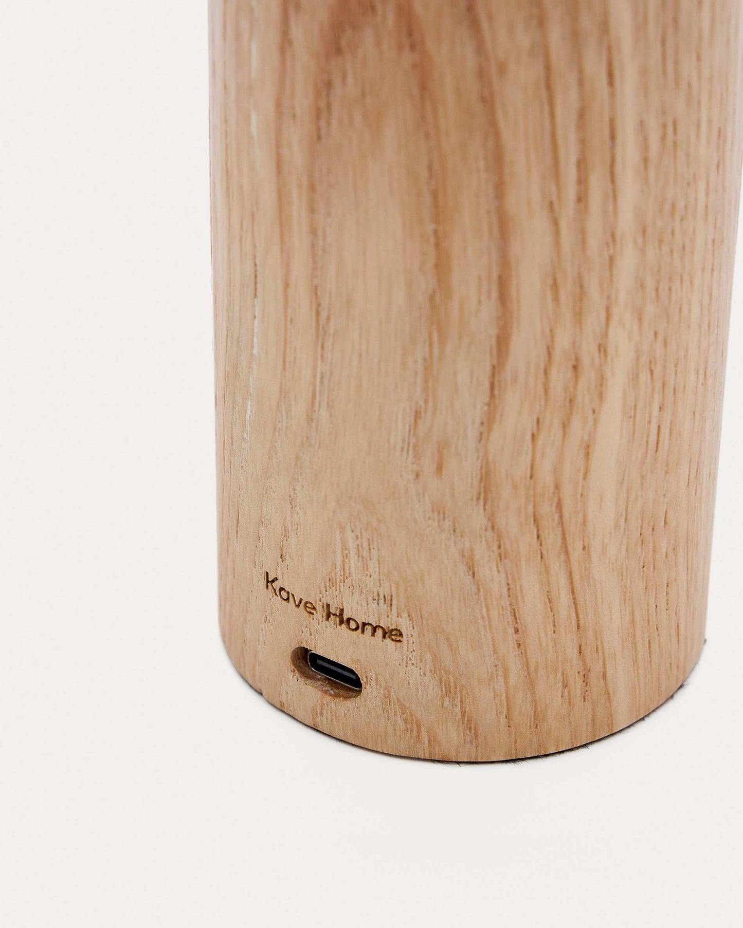 Lampada da tavolo portatile Luba in legno di frassino e maniglia in cotone verde