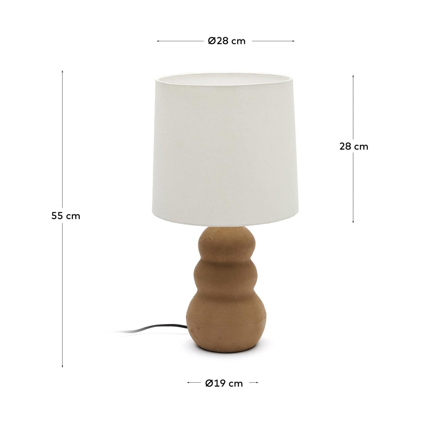 Lampada da tavolo Madsen di terracotta e paralume bianco