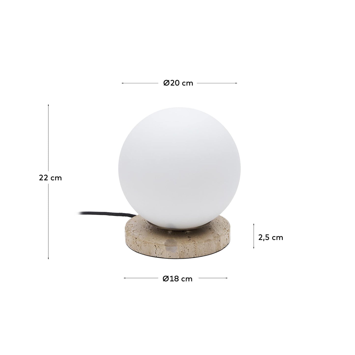 Lampada da tavolo Malachi di vetro glassato e travertino