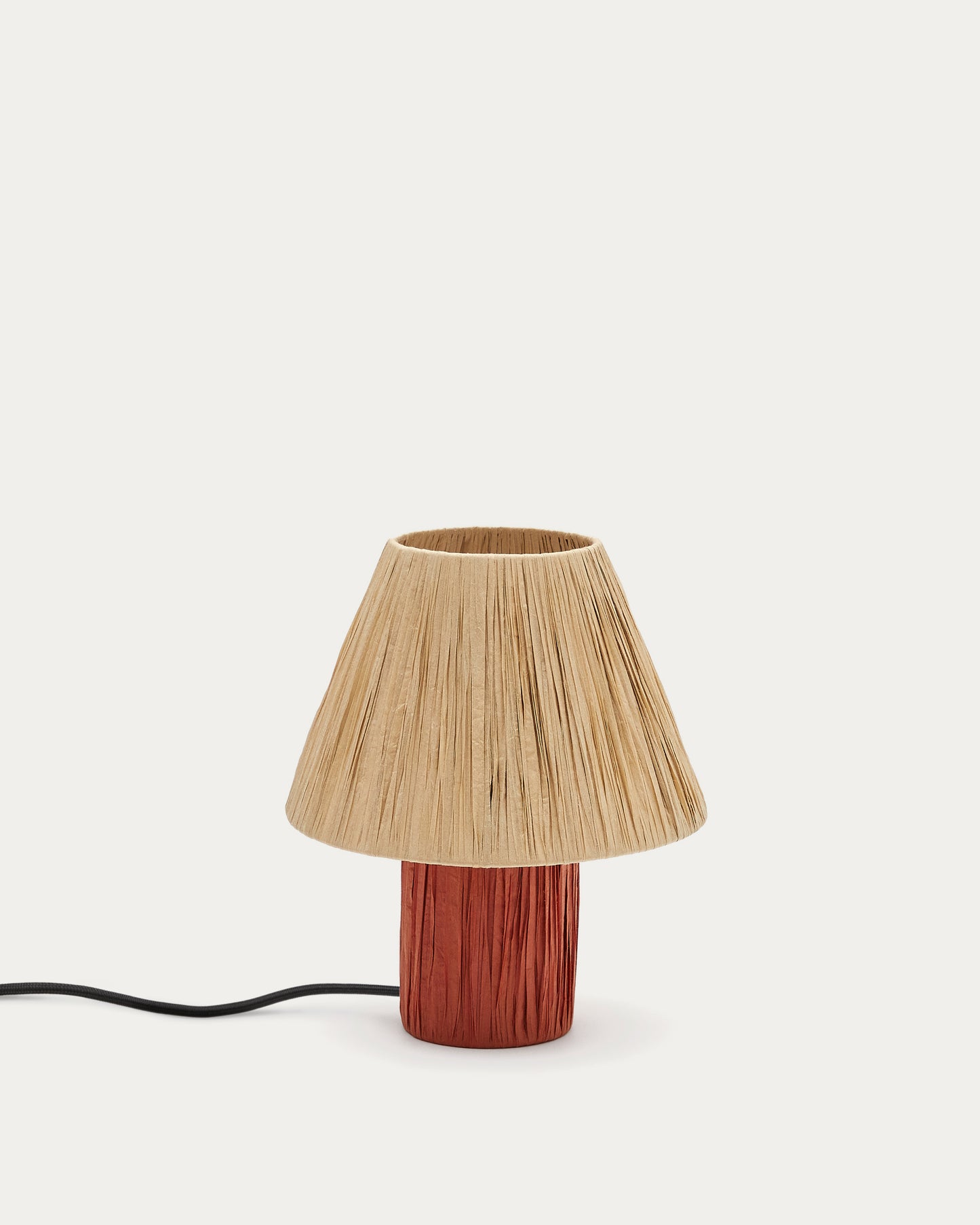 Lampada da tavolo Pulmi di rafia naturale e terracotta