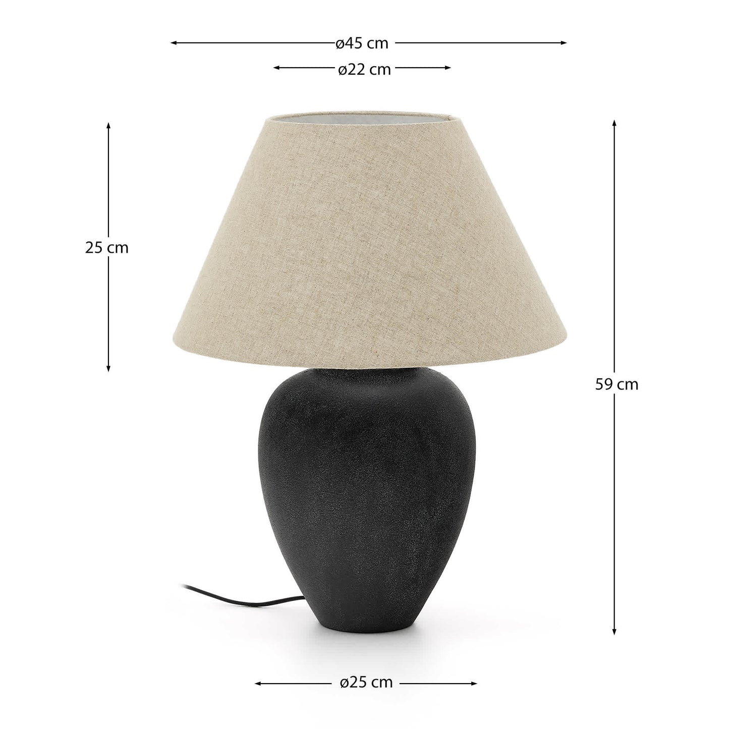 Lampada da tavolo Mercadal in ceramica con finitura in nero