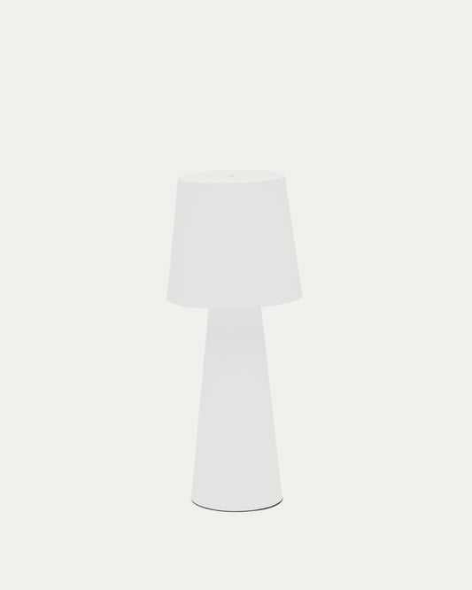 Lampada da tavolo grande da esterni Arenys in metallo con finitura in bianco