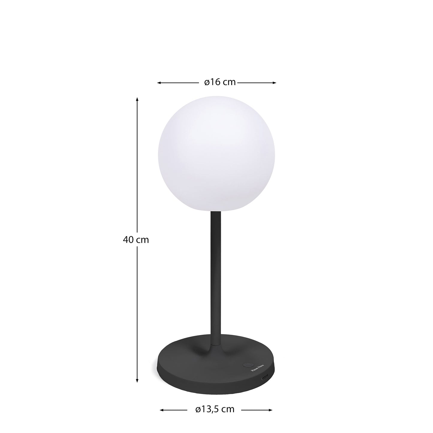 Lampada da tavolo da esterno Dinesh in allumnio nero 40 cm