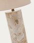 Lampada da tavolo Raze in marmo beige con paralume in lino beige