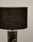 Lampada da tavolo Vex in marmo nero con paralume in lino nero