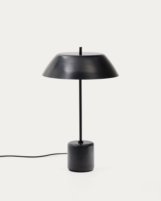 Lampada da tavolo Sayra in marmo nero e metallo verniciato nero