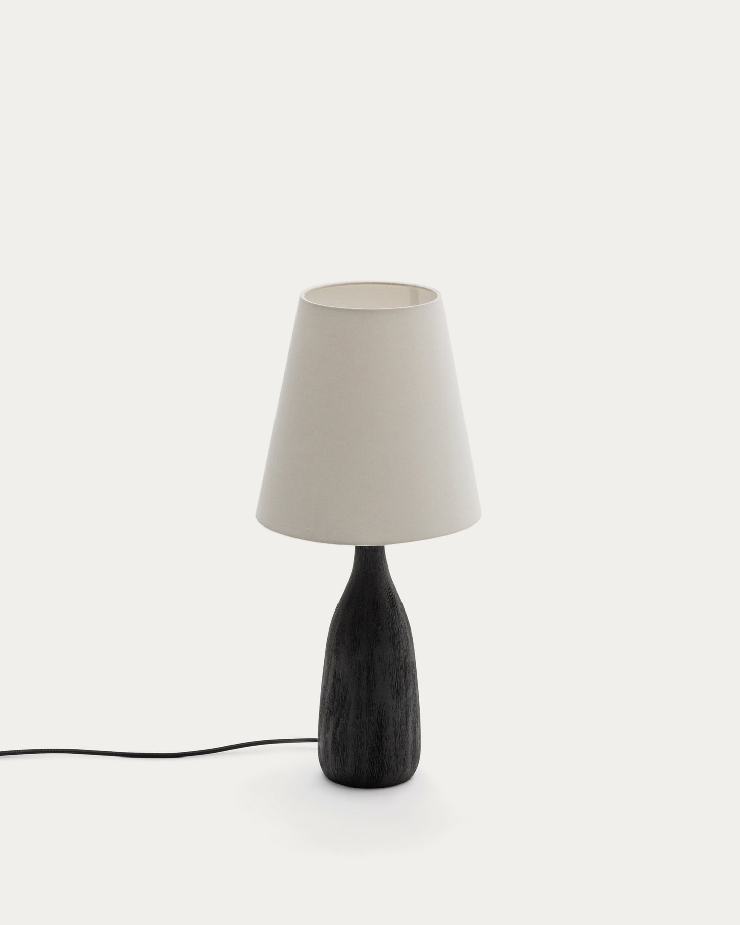 Lampada da tavolo Luvia in legno con finitura verniciata nera