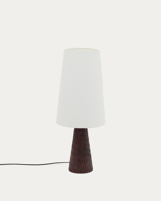Lampada da tavolo Amire in legno con finitura scura