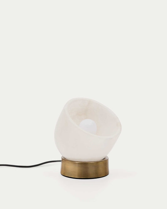 Lampada da tavolo Shenli in alabastro e metallo con finitura in ottone