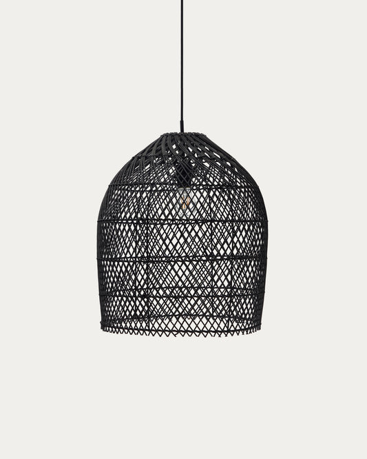 Paralume per lampada da soffitto Domitila in rattan verniciato nero Ø 44 cm