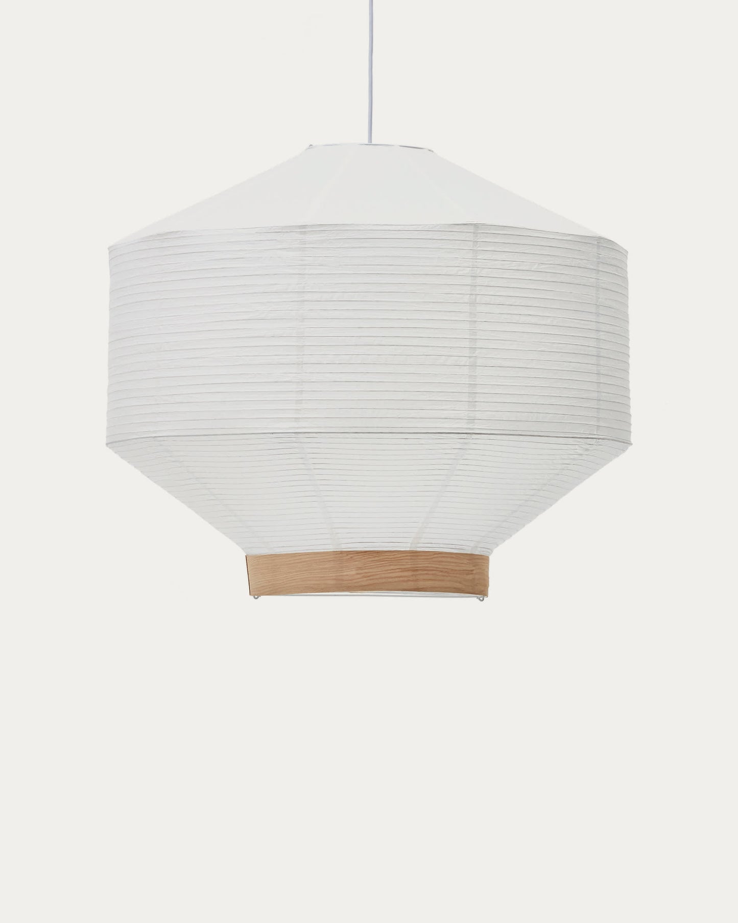 Paralume per lampada da soffitto Hila in carta bianca e impiallacciatura naturale Ø 80 cm