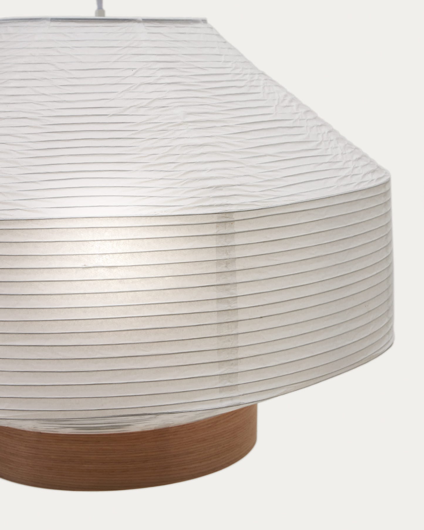 Paralume per lampada da soffitto Hila in carta bianca e impiallacciatura naturale Ø 55 cm