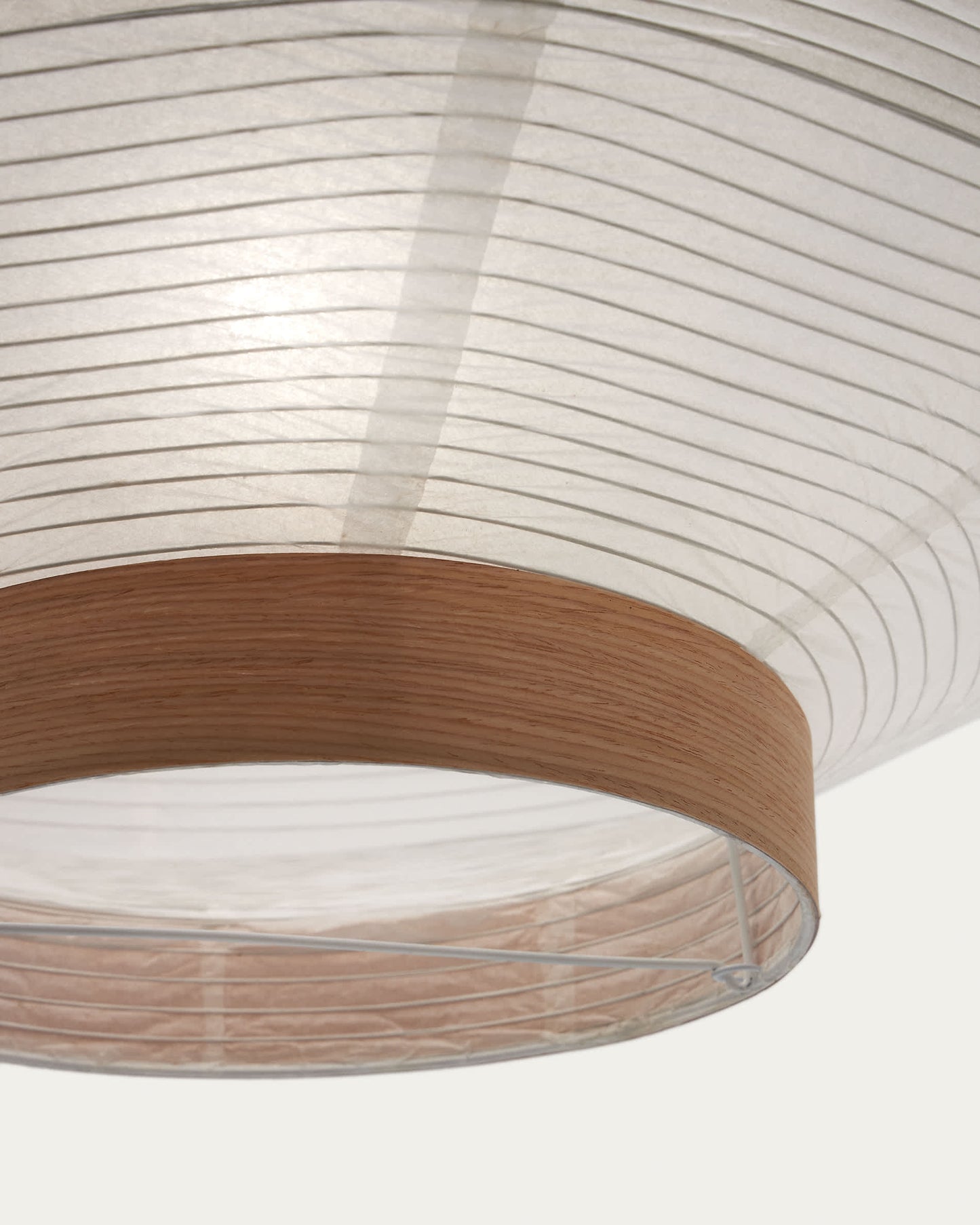 Paralume per lampada da soffitto Hila in carta bianca e impiallacciatura naturale Ø 55 cm