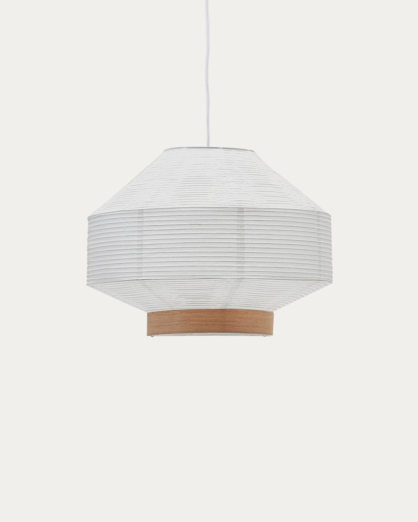 Paralume per lampada da soffitto Hila in carta bianca e impiallacciatura naturale Ø 55 cm