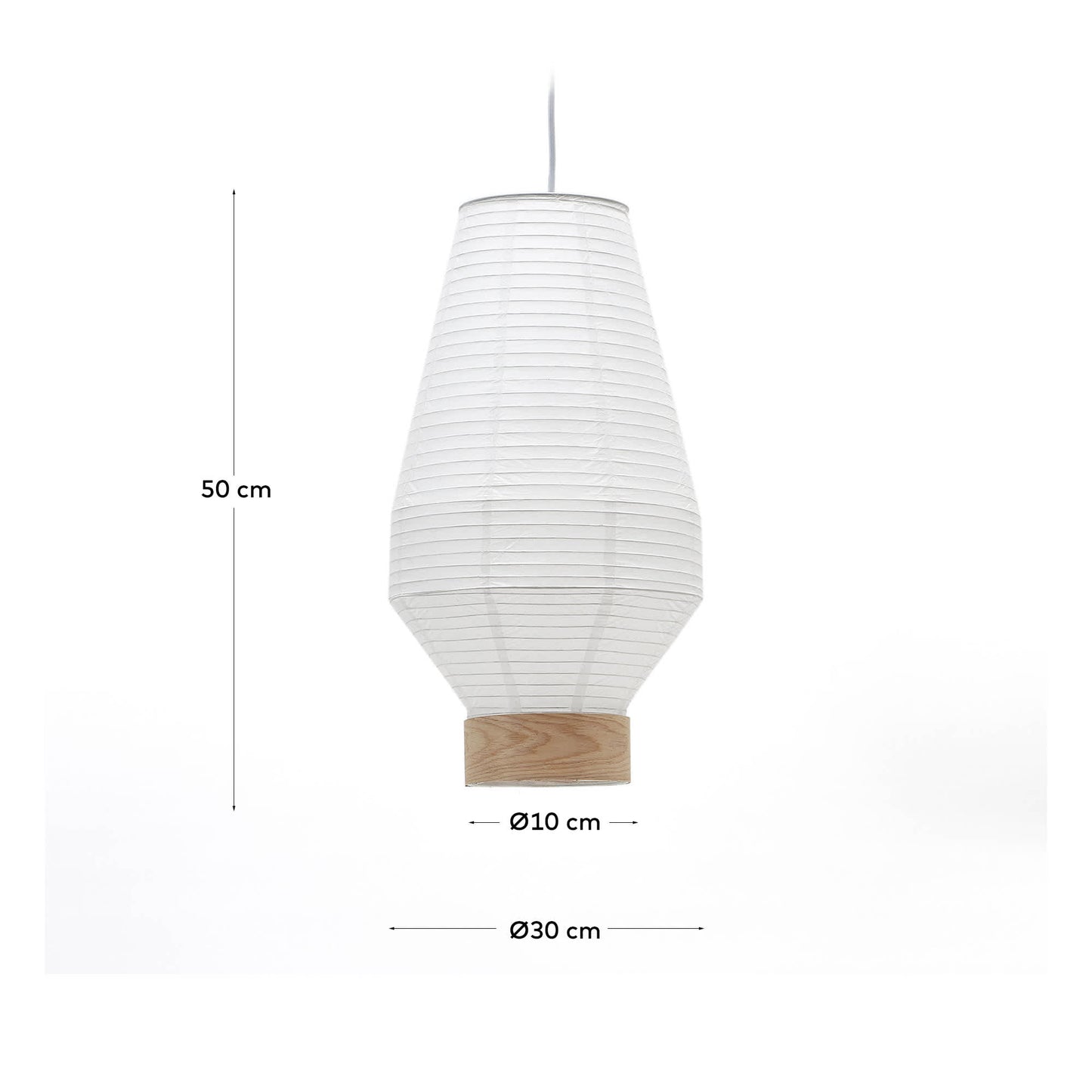 Paralume per lampada da soffitto Hila in carta bianca e impiallacciatura naturale Ø 30 cm
