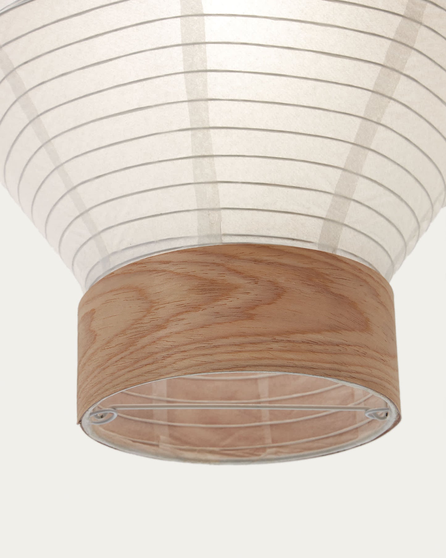 Paralume per lampada da soffitto Hila in carta bianca e impiallacciatura naturale Ø 30 cm