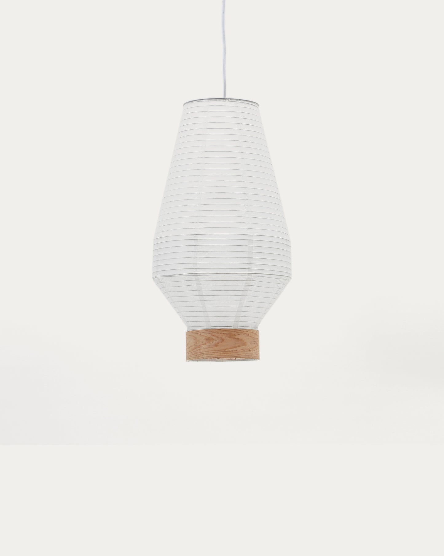 Paralume per lampada da soffitto Hila in carta bianca e impiallacciatura naturale Ø 30 cm