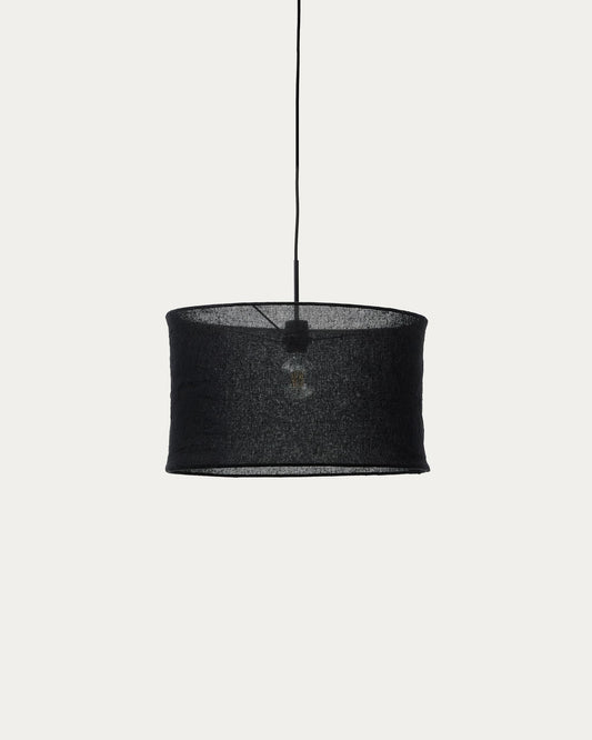Paralume per lampada da soffitto Mariela in lino con finitura nera Ø 50 x 30 cm