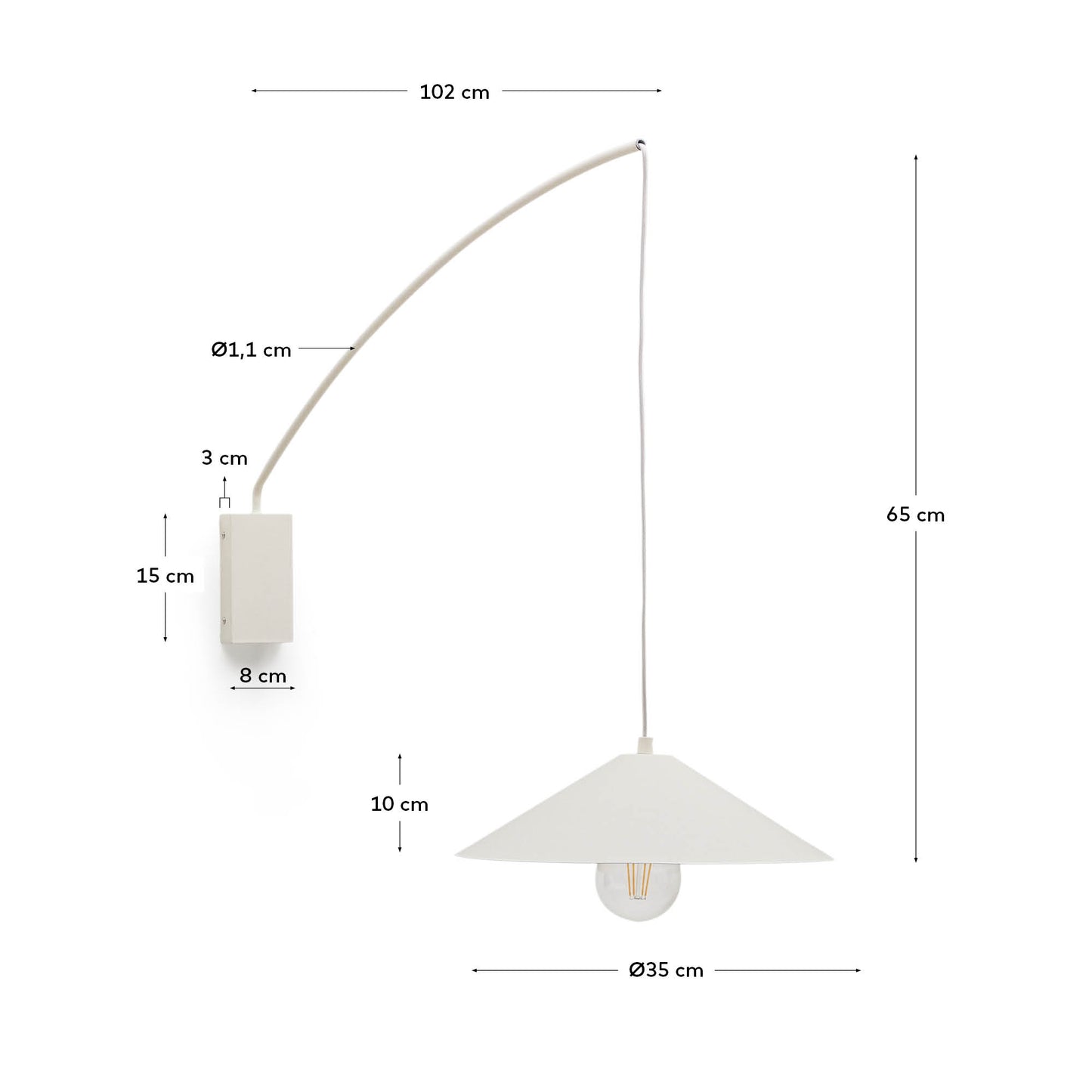 Applique Kally in metallo con finitura verniciata beige