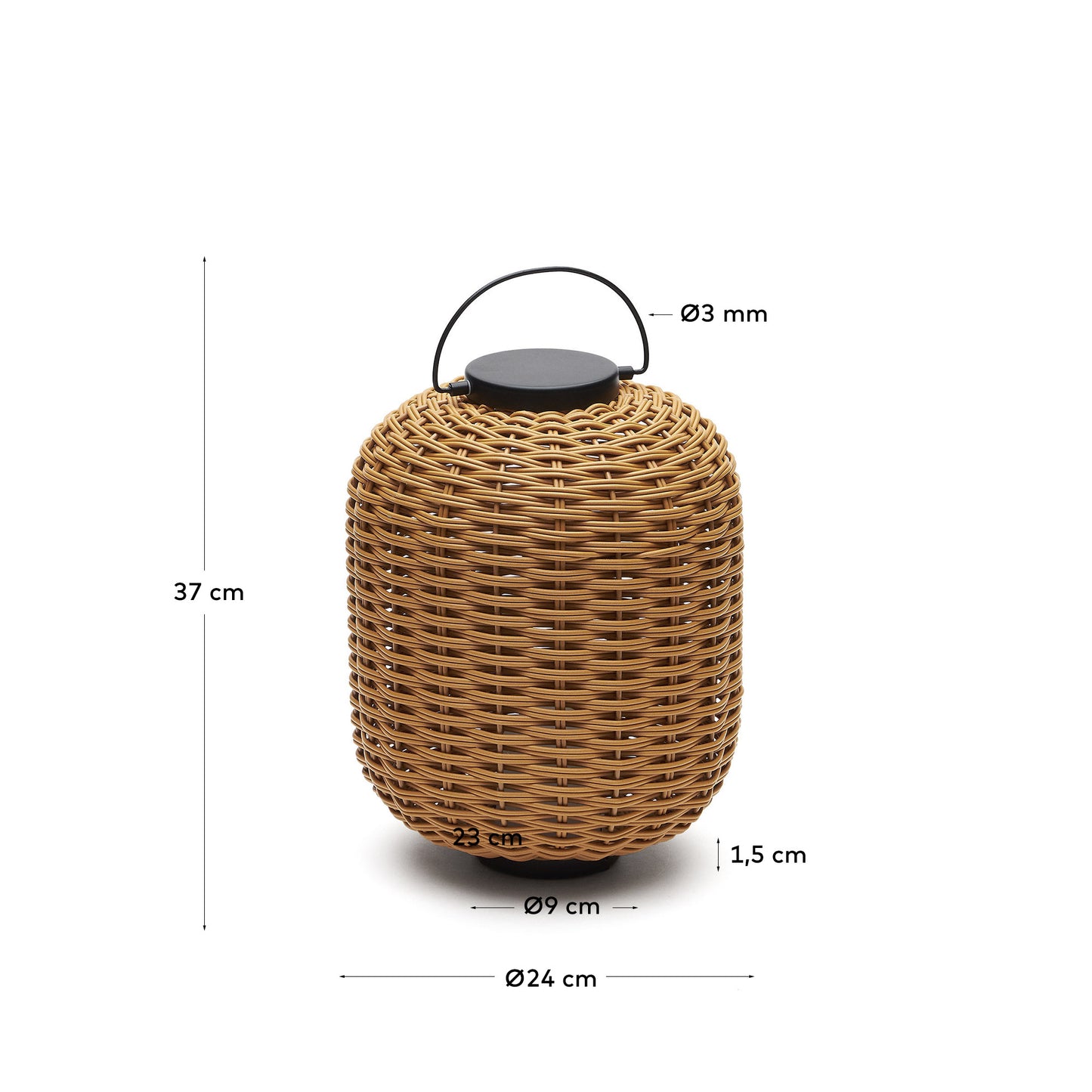 Lampada da tavolo piccola portatile Saranella in rattan sintetico marrone