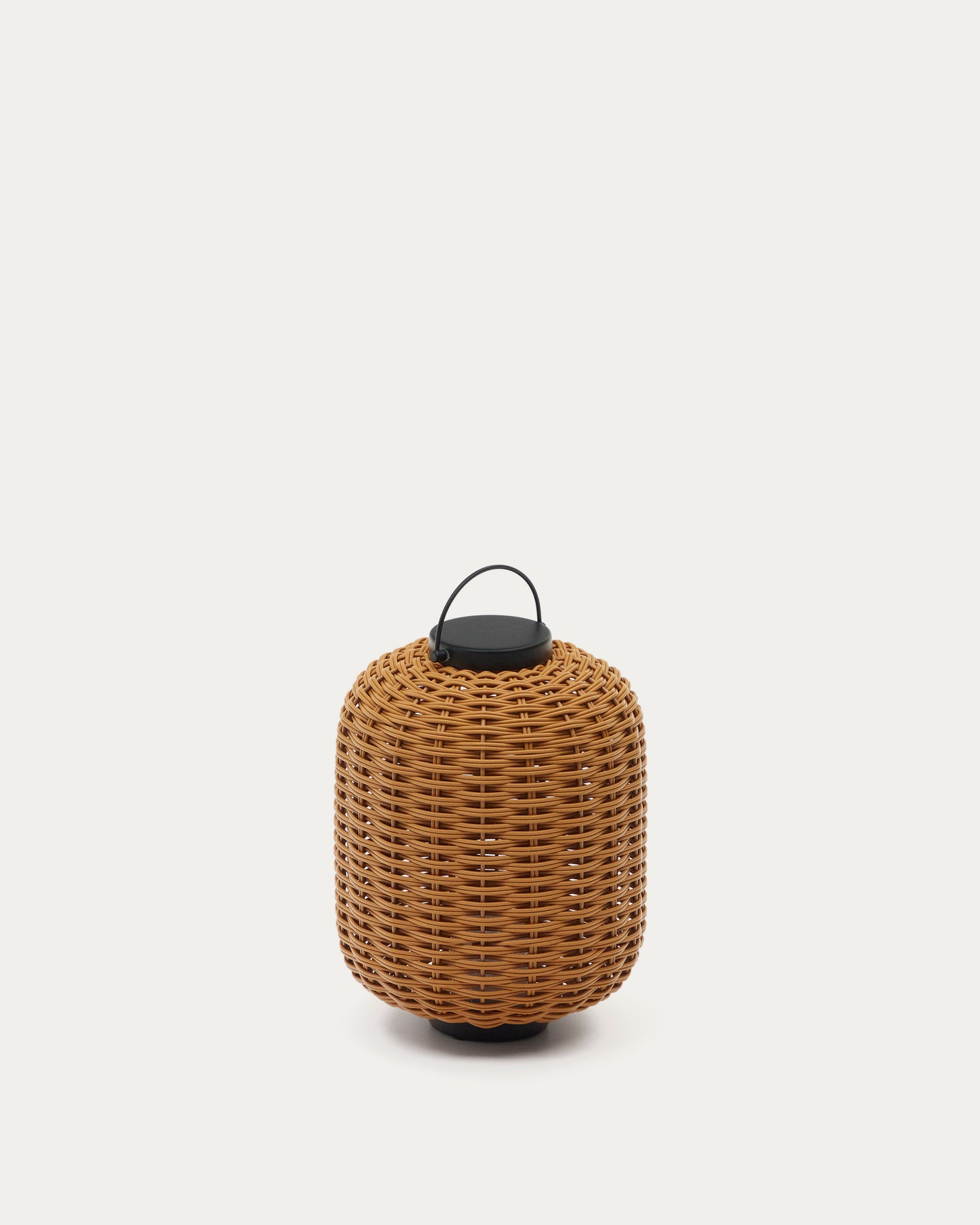 Lampada da tavolo piccola portatile Saranella in rattan sintetico marrone