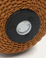 Lampada da tavolo grande portatile Saranella in rattan sintetico marrone