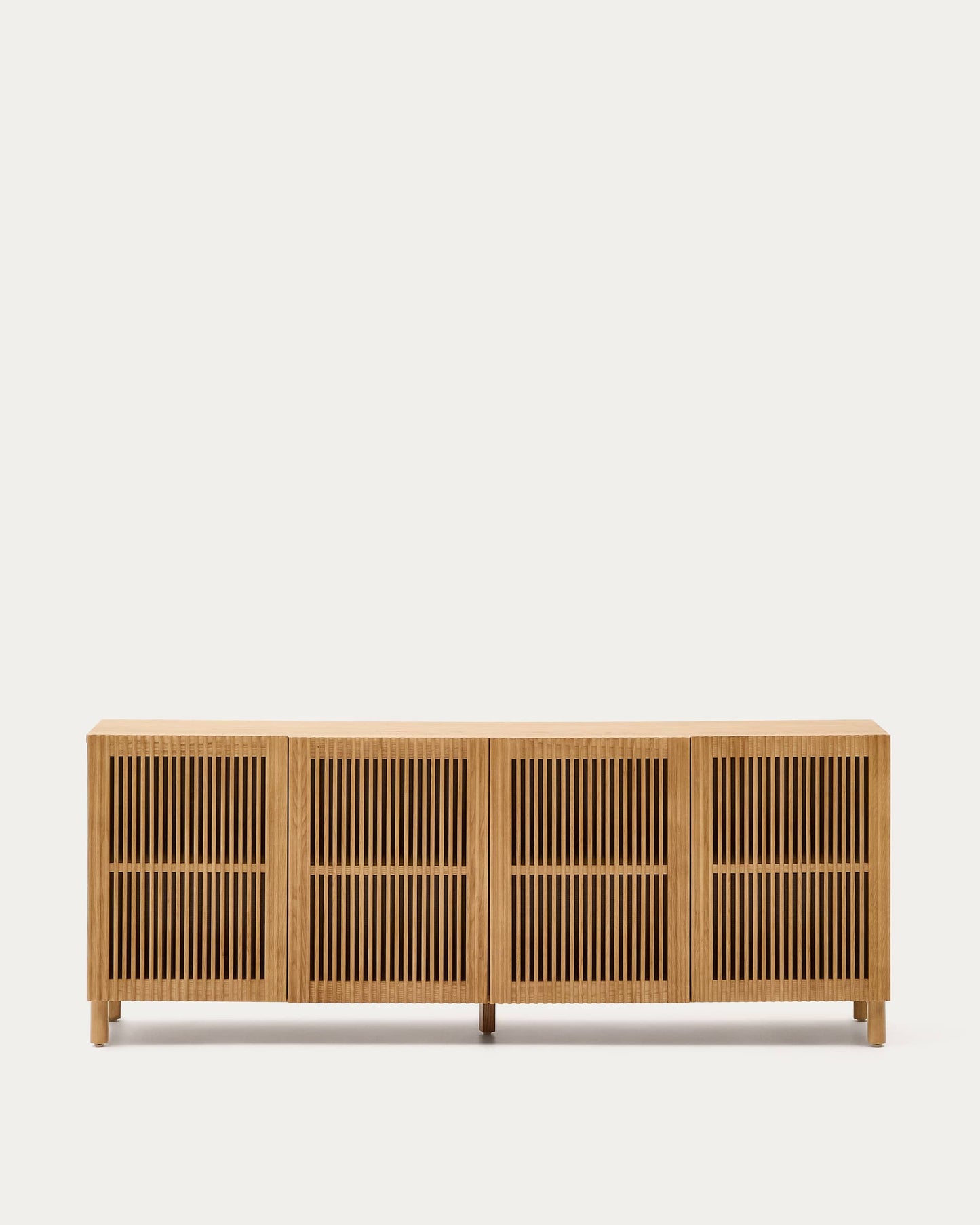 Credenza Beyla 4 ante in legno massello e impiallacciatura rovere 180 x 71,5 cm