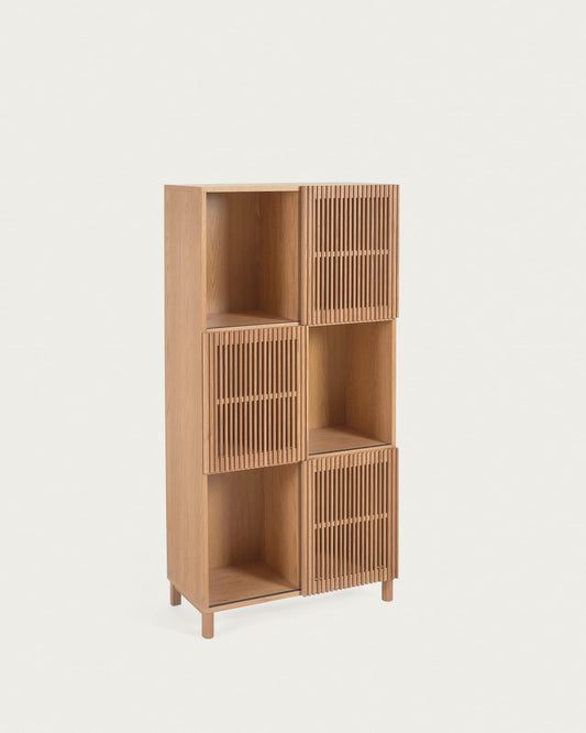 Libreria Beyla in legno massello e impiallacciato rovere 84,5 x 170 cm