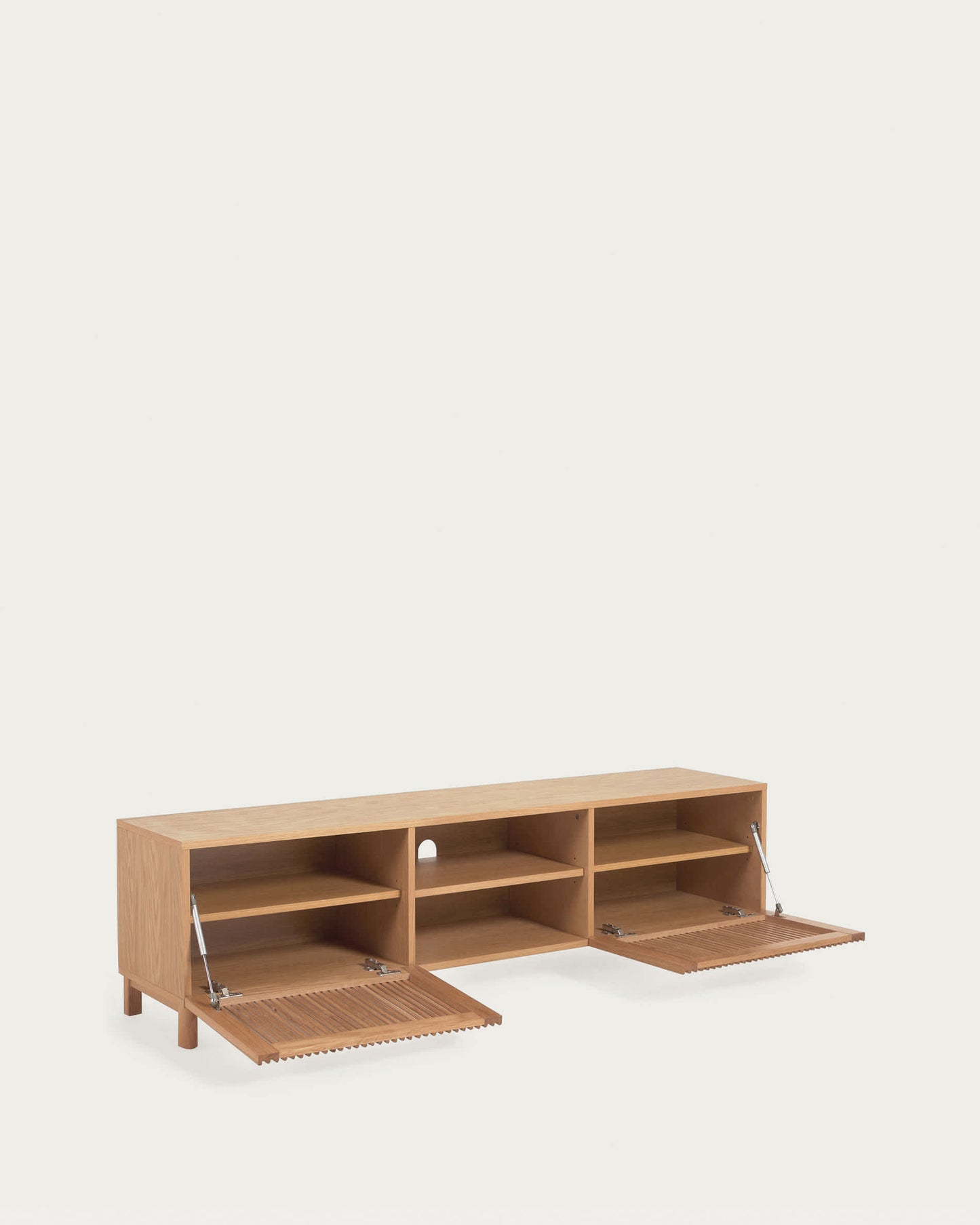 Mobile TV Beyla 2 ante in legno massello e impiallacciato rovere 180 x 49,5 cm