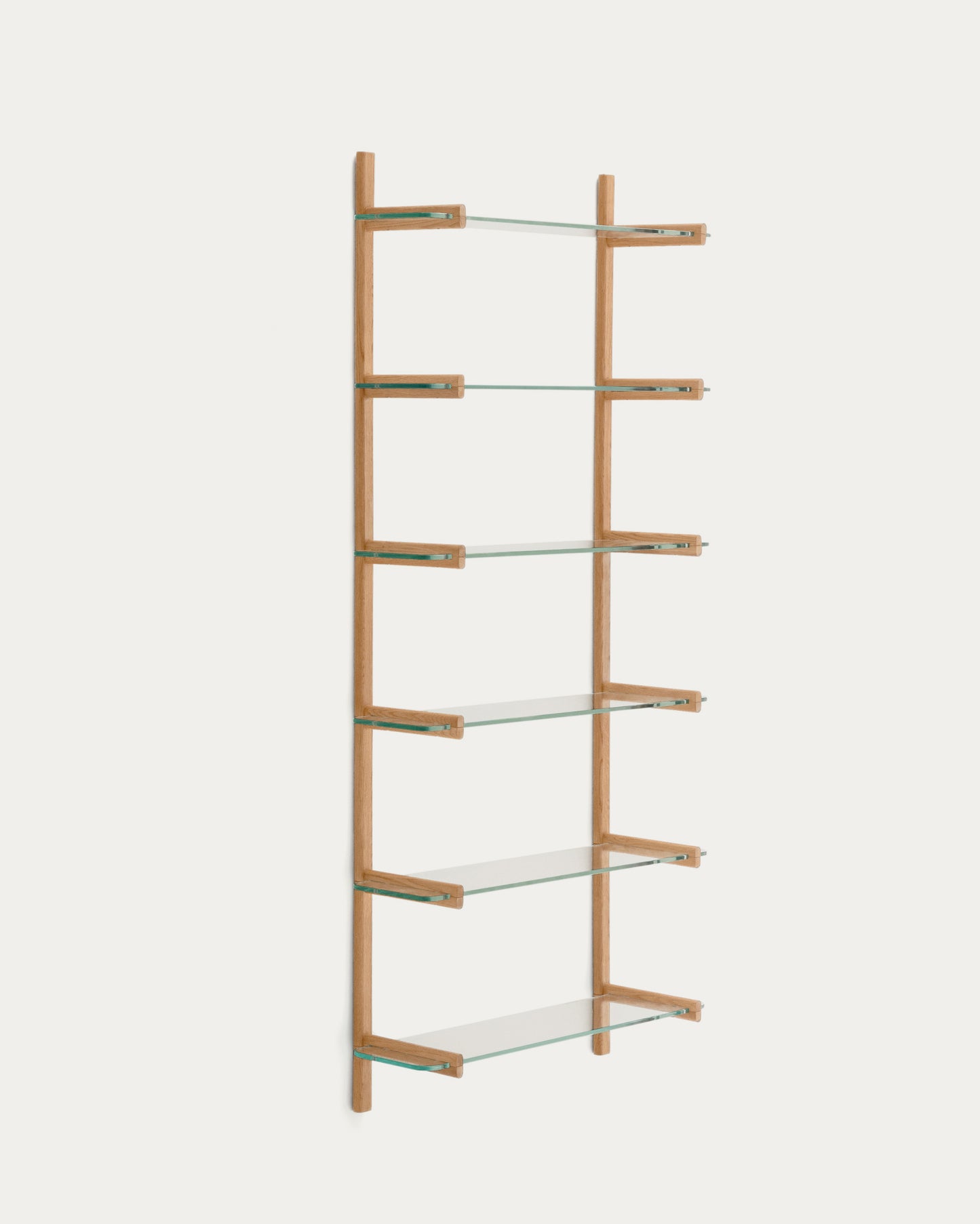 Sitra scaffalatura modulare 6 ripiani in vetro e rovere massiccio 90 cm