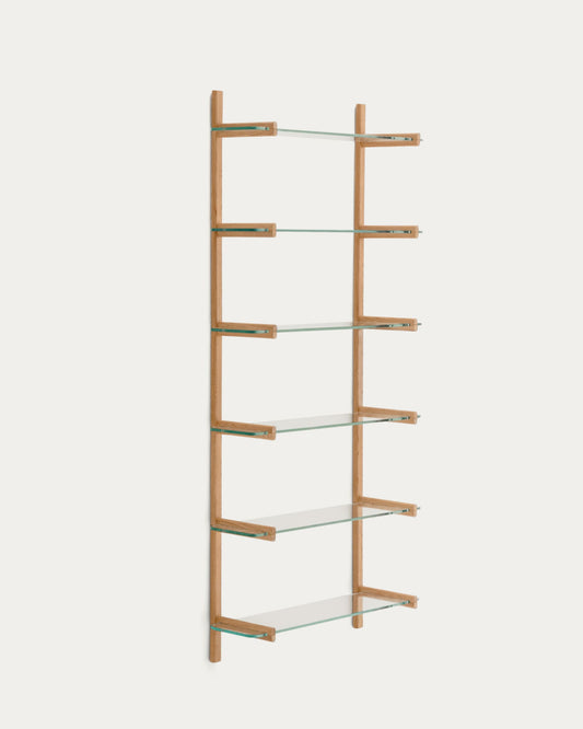 Sitra scaffalatura modulare 6 ripiani in vetro e rovere massiccio 90 cm