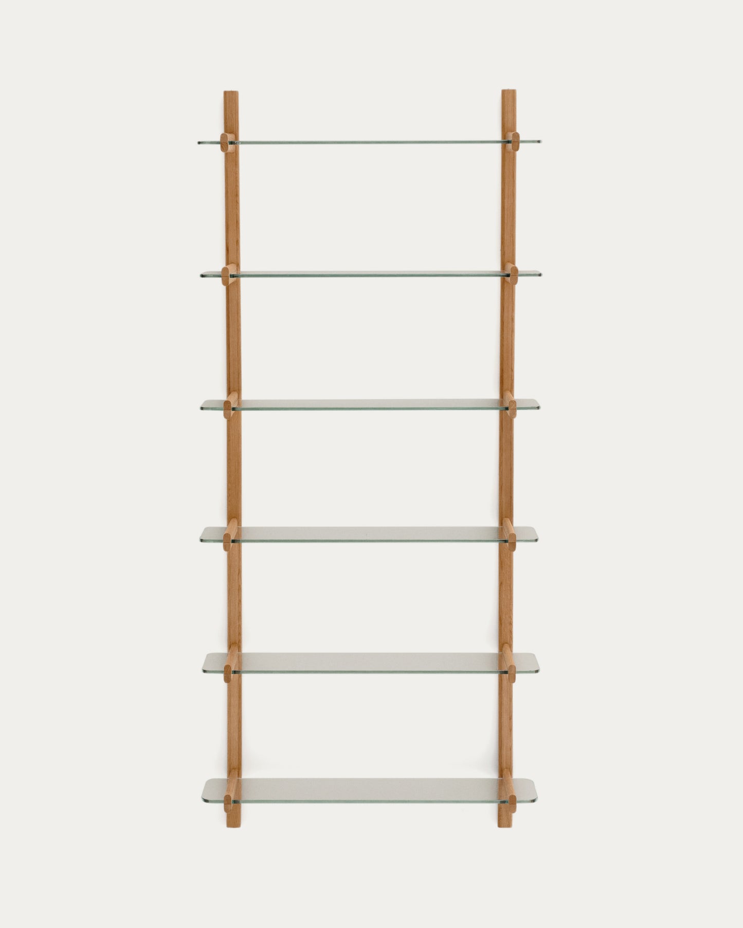 Sitra scaffalatura modulare 6 ripiani in vetro e rovere massiccio 90 cm