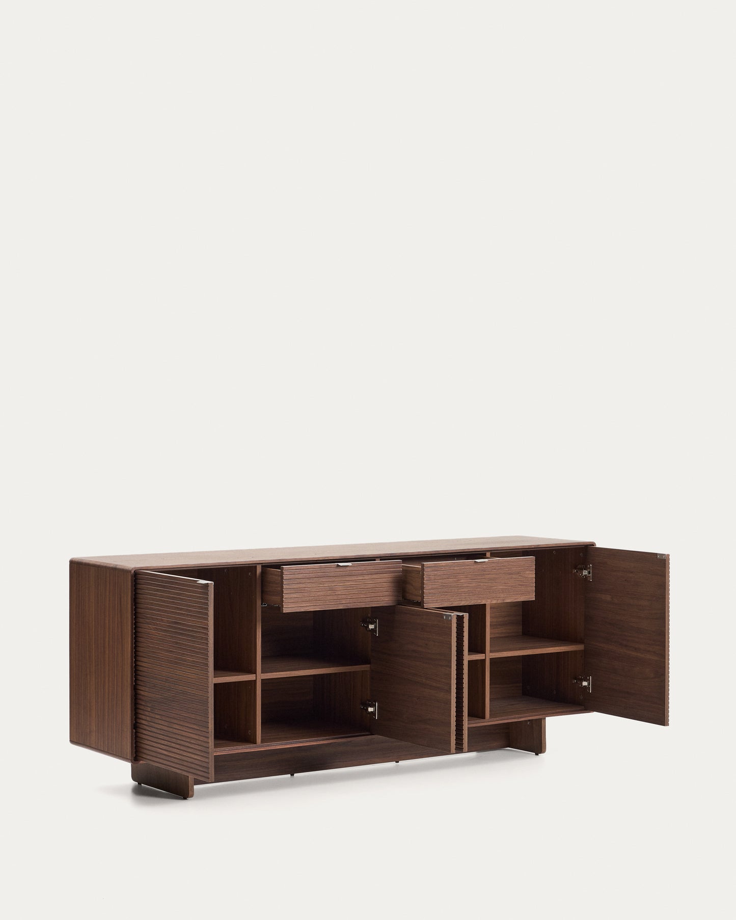 Credenza Norlen 4 ante e 2 cassetti in impiallacciato di noce 194,5 x 78 cm