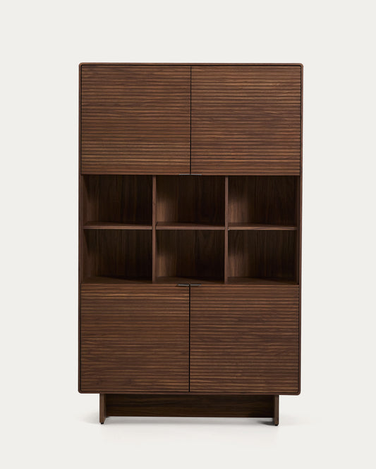 Credenza alta Norlen 4 ante in impiallacciato di noce 100 x 163 cm