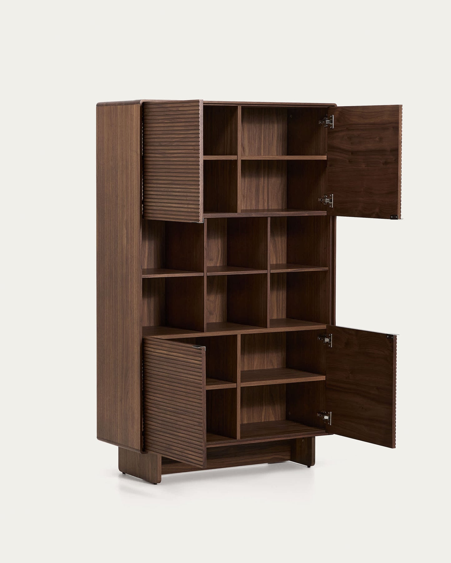 Credenza alta Norlen 4 ante in impiallacciato di noce 100 x 163 cm