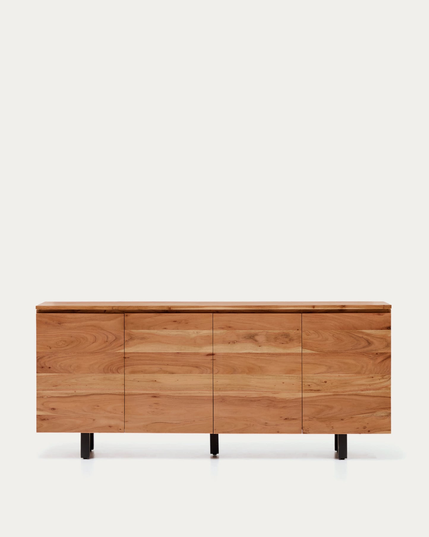 Credenza Uxue 4 ante in legno massiccio di acacia con finitura sbiancata 200 x 88 cm