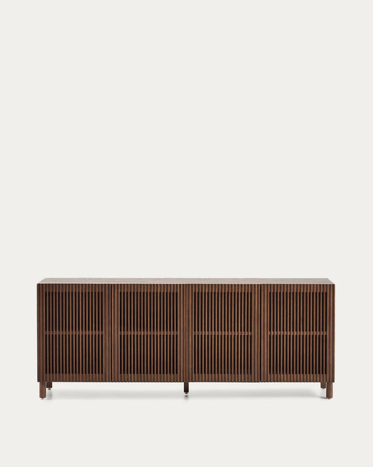 Credenza Beyla a 4 ante in impiallacciato e legno massiccio di frassino con finitura tono noce 180 x 71,5 cm