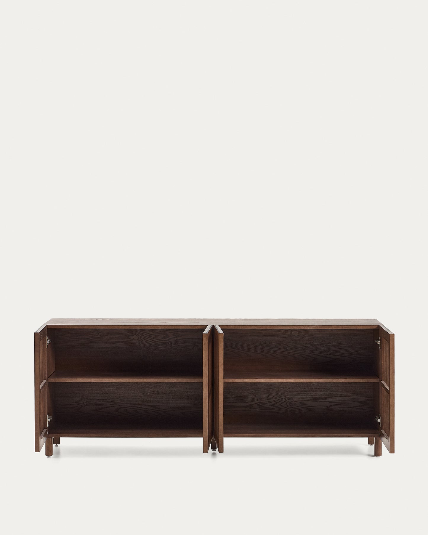 Credenza Beyla a 4 ante in impiallacciato e legno massiccio di frassino con finitura tono noce 180 x 71,5 cm