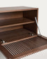 Mobile TV Beyla a 2 ante in impiallacciato e legno massiccio di frassino con finitura tono noce 180 x 49,5 cm