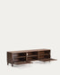 Mobile TV Beyla a 2 ante in impiallacciato e legno massiccio di frassino con finitura tono noce 180 x 49,5 cm