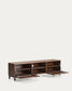 Mobile TV Beyla a 2 ante in impiallacciato e legno massiccio di frassino con finitura tono noce 180 x 49,5 cm