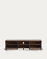 Mobile TV Beyla a 2 ante in impiallacciato e legno massiccio di frassino con finitura tono noce 180 x 49,5 cm