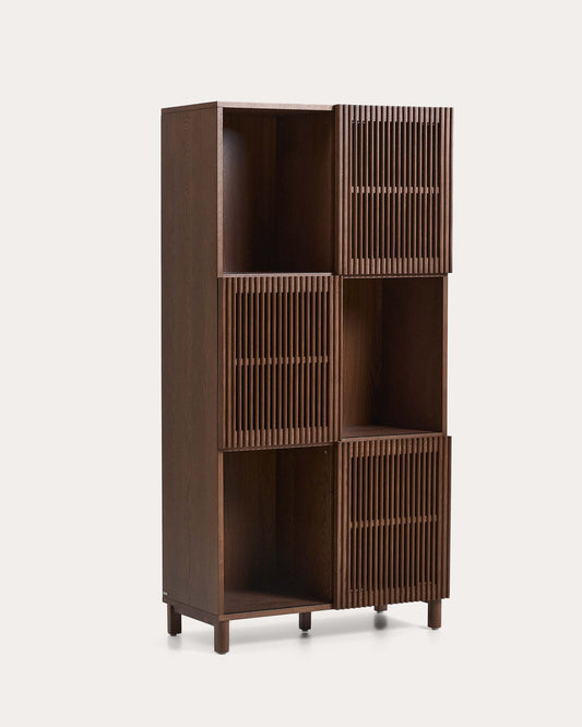 Scaffalatura Beyla in impiallacciato e legno massiccio di frassino con finitura noce 84,5 x 170 cm