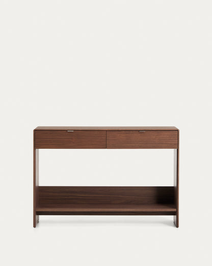 Consolle Norlen 2 cassetti e ripiano in impiallacciato di noce 120 x 81 cm