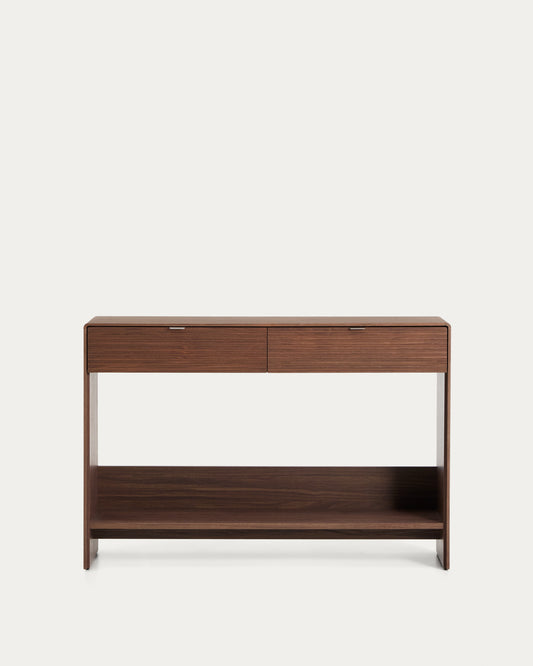 Consolle Norlen 2 cassetti e ripiano in impiallacciato di noce 120 x 81 cm