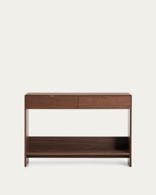 Consolle Norlen 2 cassetti e ripiano in impiallacciato di noce 120 x 81 cm